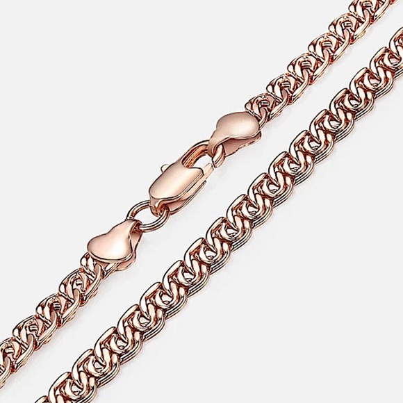 Rose Gold Chain Link Matching Necklace Bracelet Set - Picture 6 of 7